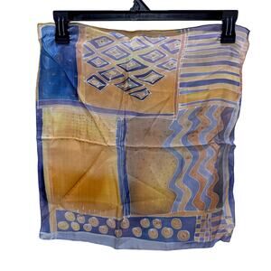 Silk Gold Purple Abstract PaintedArtwork Avant Garde Square Scarf